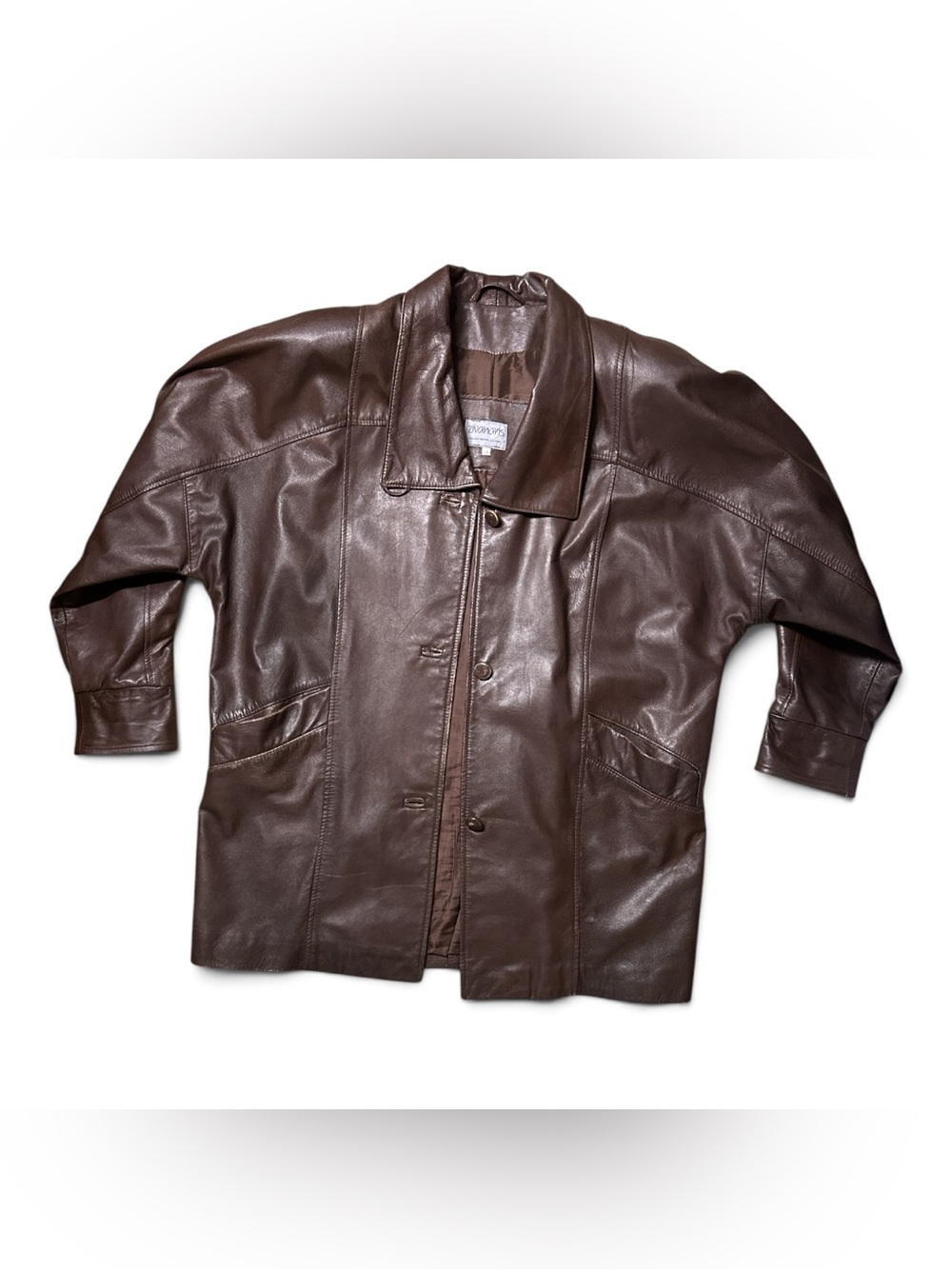 Vintage Zivanaris Italian Nappa Leather Brown Coat Women 14